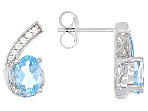 Photo of 2.00ctw Swiss Blue Topaz & .30ctw Lab Created White Sapphire Rhodium Over 10K White Gold Earrings