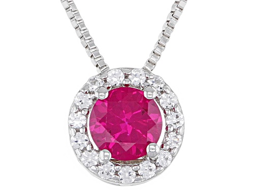 Photo of 0.65ctw Lab Created Ruby and 0.30ctw Lab Created White Sapphire Sterling Silver Pendant With Chain