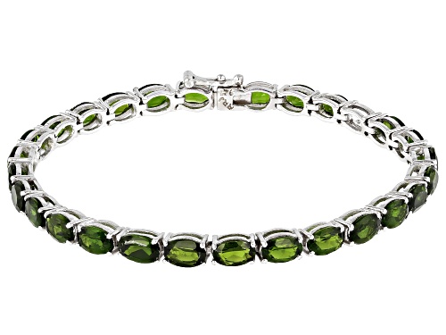 14.50ctw Green Chrome Diopside Rhodium Over Sterling Silver Line Bracelet - Size 7
