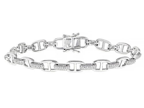 Bella Luce® 2.38ctw White Diamond Simulant Rhodium Over Silver Mariner Link Bracelet(1.44ctw DEW) - Size 7.25