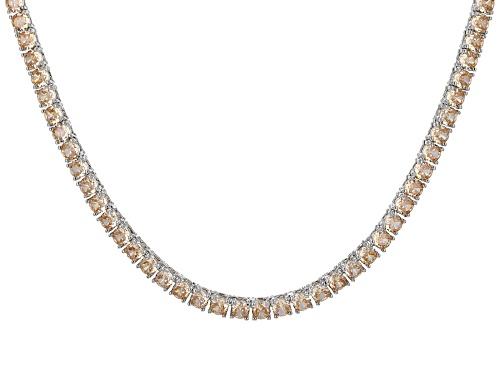 Bella Luce® 32.19ctw Champagne Diamond Simulant Rhodium Over Brass Tennis Necklace(19.50ctw DEW) - Size 18
