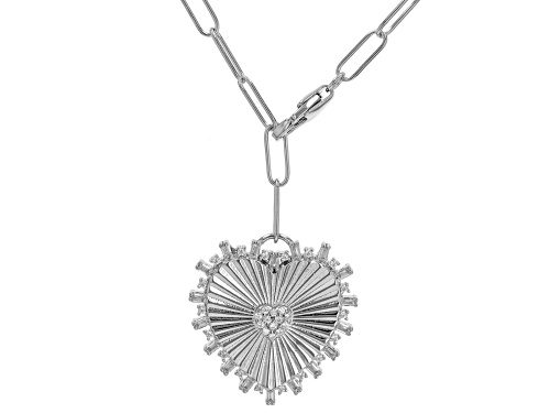 Bella Luce® 0.91ctw White Diamond Simulant Rhodium Over Sterling Silver Heart Necklace - Size 20