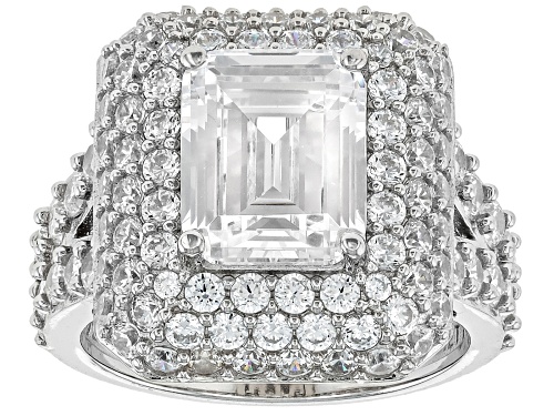 Bella Luce® 10.83ctw White Diamond Simulant Platinum Over Sterling Silver Ring(6.56ctw DEW) - Size 8