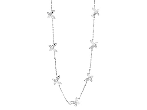 Bella Luce® 2.38ctw White Diamond Simulant Rhodium Over Sterling Silver Butterfly Necklace - Size 18