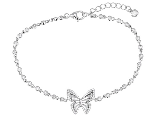 Bella Luce® 2.05ctw White Diamond Simulant Rhodium Over Sterling Silver Butterfly Bracelet - Size 7