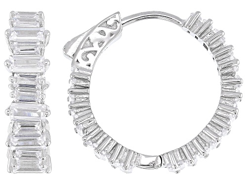 Bella Luce® 5.16ctw White Diamond Simulant Rhodium Over Sterling Silver Hoops