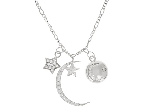 Bella Luce® 0.34ctw White Diamond Simulant Rhodium Over Sterling Silver Celestial Necklace - Size 16