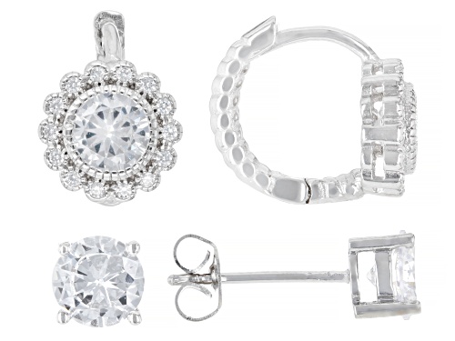 Bella Luce® 4.68ctw White Diamond Simulant Rhodium Over Sterling Silver Earrings Set of 2