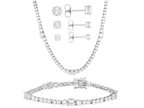 Bella Luce® 48.88ctw Diamond Simulant Rhodium Over Brass Necklace, Bracelet, and Earring Set of 5