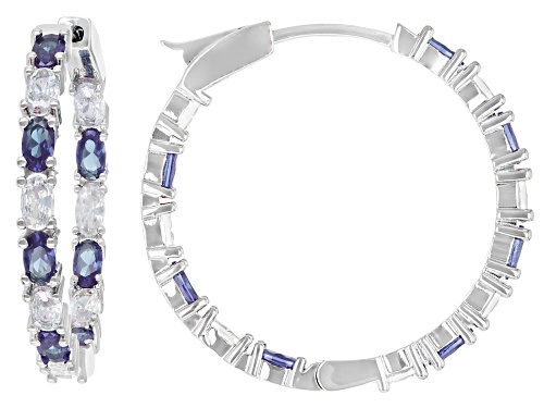 Bella Luce® 8.32ctw Tanzanite and White Diamond Simulants Rhodium Over Brass Hoop Earrings