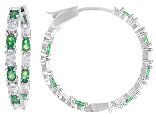 Bella Luce® 8.32ctw Emerald and White Diamond Simulants Rhodium Over Brass Inside-Out Hoop Earrings