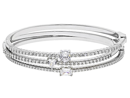 Bella Luce® 7.58ctw White Diamond Simulant Rhodium Over Brass Bangle Bracelet Set of 3 - Size 7