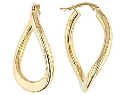 14K Yellow Gold Polished Curved Oval Hoop Earrings