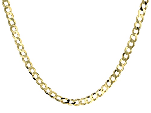 18K Yellow Gold Sterling Silver Diamond-Cut 6MM Flat Curb Chain 22 Inch Necklace - Size 22