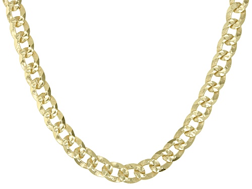 18K Yellow Gold Over Sterling Silver 4MM Diamond-Cut Curb 20 Inch Chain - Size 20