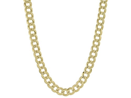 Photo of 18K Yellow Gold Over Sterling Silver 7.1MM Diamond-Cut Curb 18 Inch Chain - Size 18