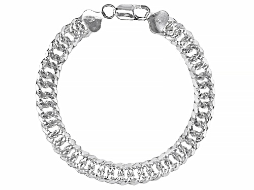 Sterling Silver Diamond Cut Cuban Link Bracelet - Size 8.25