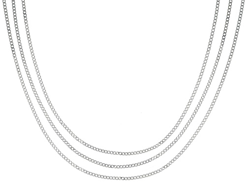 Sterling Silver 1.4mm 18, 20, And 22 Inch Cuban Link Chain Set Of 3
