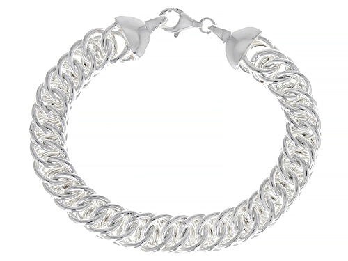 Sterling Silver 10mm Double Curb Link Bracelet - Size 8
