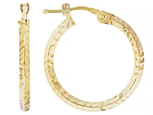 14k Yellow Gold 3/4" Diamond-Cut Hoop Earrings