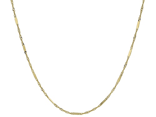 14k Yellow Gold 1.2mm Solid Singapore Link Bar Station 20 Inch Chain - Size 20