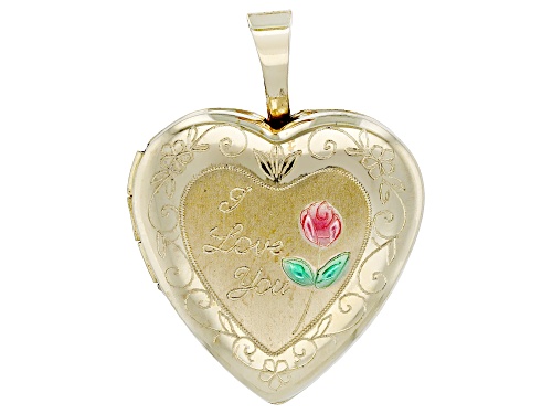 10k Yellow Gold Enamel Heart Locket Pendant
