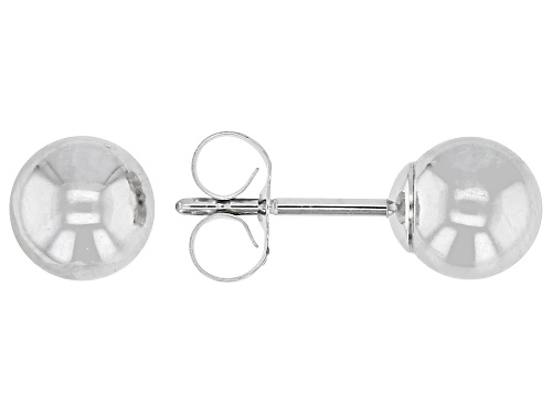 Rhodium Over 14k White Gold 5.8mm Ball Stud Earrings