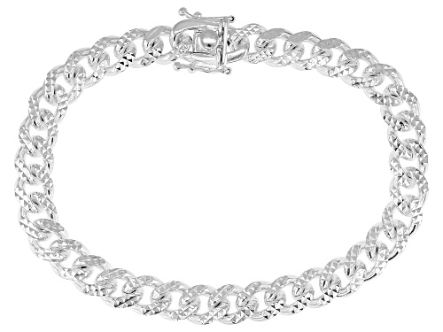 Sterling Silver 8.6mm Diamond Cut Cuban Link Bracelet - Size 8.5