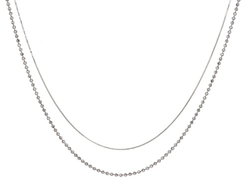 Sterling Silver 2mm Diamond Cut Bead and Box Chain Set