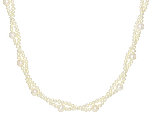 3.5-7mm White Cultured Freshwater Pearl 10k Yellow Gold 18 Inch Strand Necklace - Size 18