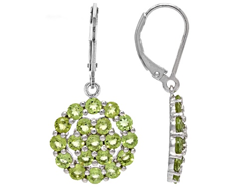 4.00ctw Manchurian Peridot™ Rhodium Over Sterling Silver Earrings