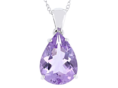 8.55ctw Amethyst Rhodium Over Sterling Silver Pendant with Chain