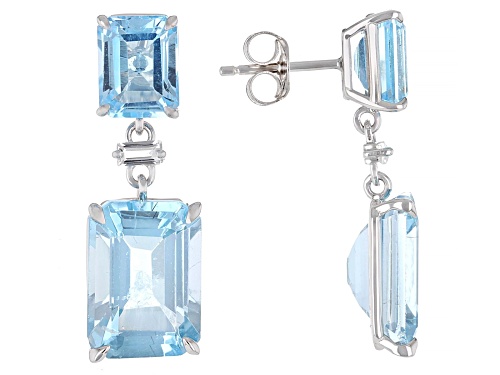 21.00ctw Glacier Topaz™ With 0.25ctw White Topaz Rhodium Over Sterling Silver Earrings