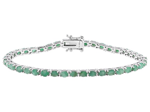 6.50ctw Emerald Rhodium Over Sterling Silver Bracelet - Size 8