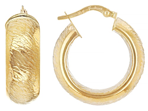 10k Yellow Gold 0.60" Diamond Cut Hoop Earrings