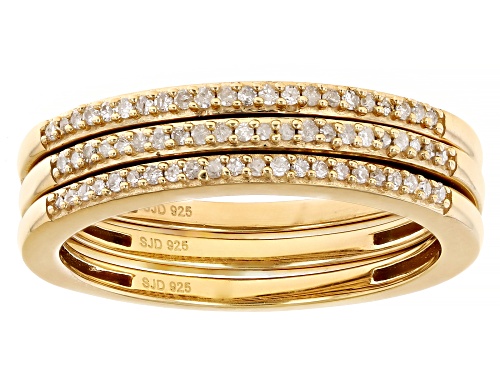 Engild™ 0.20ctw Round White Diamond 14k Yellow Gold Over Sterling Silver Set of 3 Band Rings - Size 6