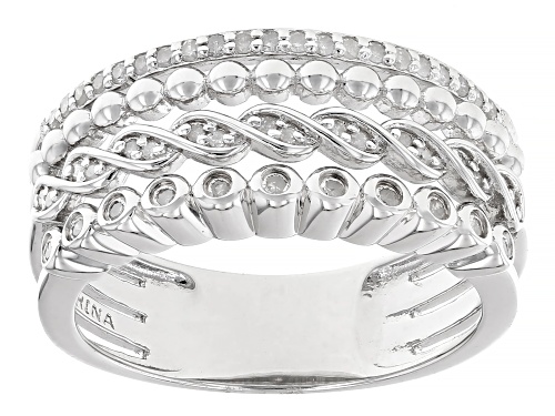 0.25ctw Round White Diamond Rhodium Over Sterling Silver Wide Band Ring - Size 6