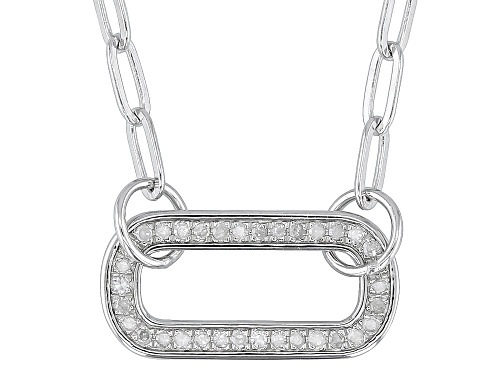 0.17ctw Round White Diamond Rhodium Over Sterling Silver Paperclip Necklace - Size 16