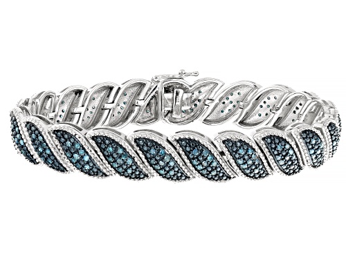 1.70ctw Round Blue Velvet Diamonds™ Rhodium Over Sterling Silver Tennis Bracelet - Size 7.25