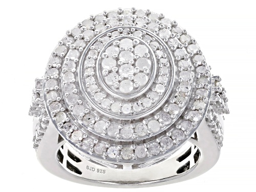 1.95ctw Round White Diamond Rhodium Over Sterling Silver Cocktail Ring - Size 9