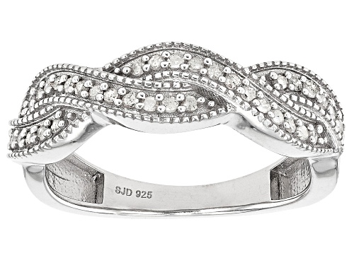 0.25ctw Round White Diamond Rhodium Over Sterling Silver Crossover Band Ring - Size 6