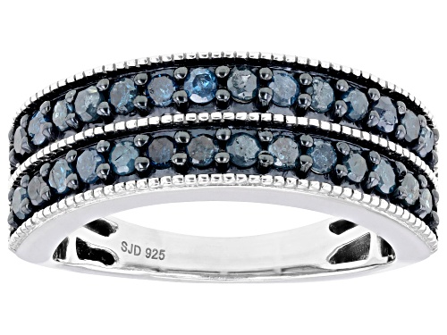 0.75ctw Round Blue Velvet Diamonds™ Rhodium Over Sterling Silver Band Ring - Size 7