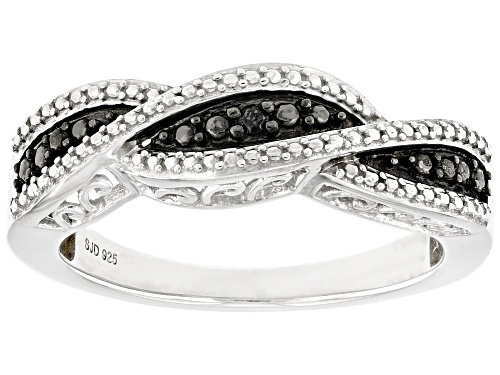 Round Black Diamond Accent Rhodium Over Sterling Silver Band Ring - Size 9