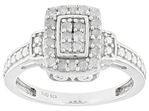 0.35ctw Round White Diamond Rhodium Over Sterling Silver Cluster Ring - Size 8