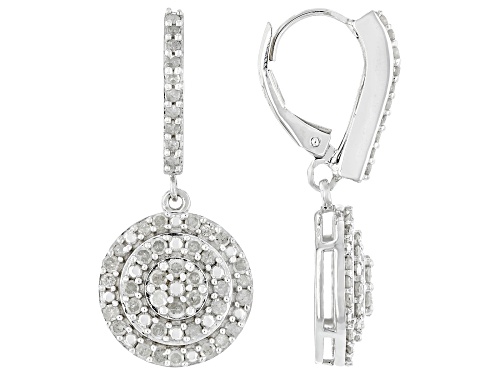 1.45ctw Round White Diamond Rhodium Over Sterling Silver Dangle Earrings