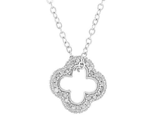 0.30ctw Round White Diamond Rhodium Over Sterling Silver Clover Slide Pendant With Cable Chain