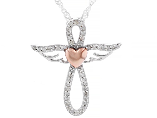 0.20ctw White Diamond Rhodium & 14k Rose Gold Over Sterling Silver Inspirational Pendant With Chain