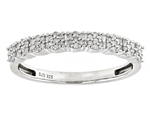 0.20ctw Round White Diamond Rhodium Over Sterling Silver Cluster Band Ring - Size 8