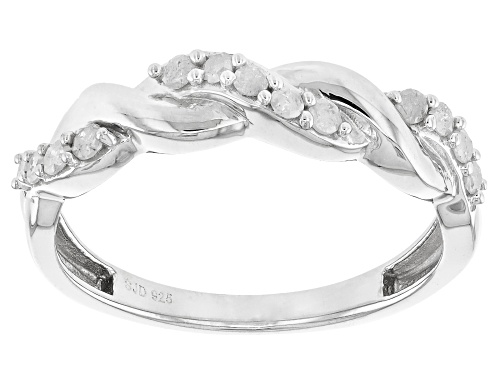 0.25ctw Round White Diamond Rhodium Over Sterling Silver Crossover Band Ring - Size 7