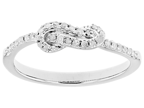 0.17ctw Round White Diamond Rhodium Over Sterling Silver Knot Ring - Size 7